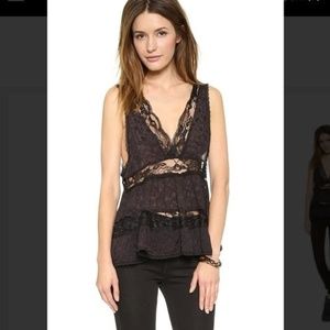 Free People Black Deep V-neck Trapeze Tank XS